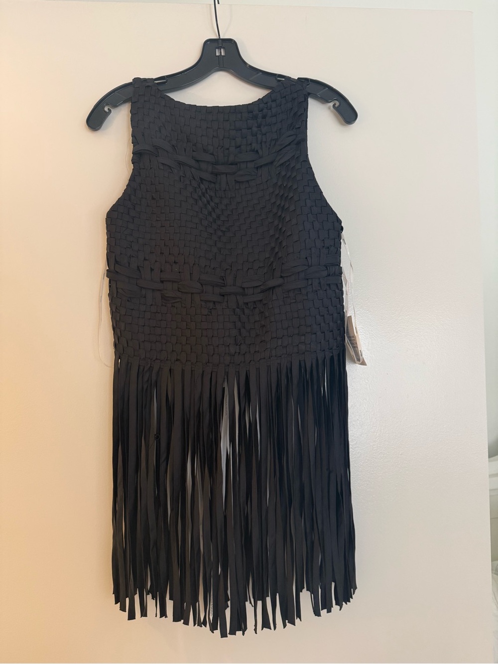 ASOS Black Woven Fringe Tank Top